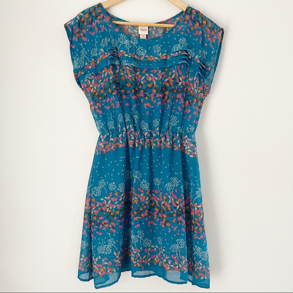 Mossimo Blue Bohemian Floral Patterned Dress Small